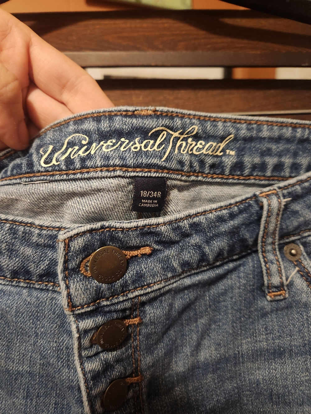 Universal Thread Light Blue Button-Fly Frayed Denim Shorts - Picture 2 of 3